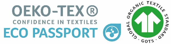 logos de l'éco passport d'oeko-tex et du label gots 5.0
