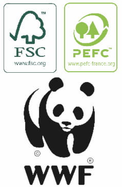 logos des labels fsc, pefc et wwf